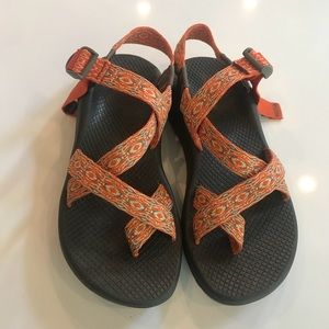 Orange and Brown Chaco Sandals